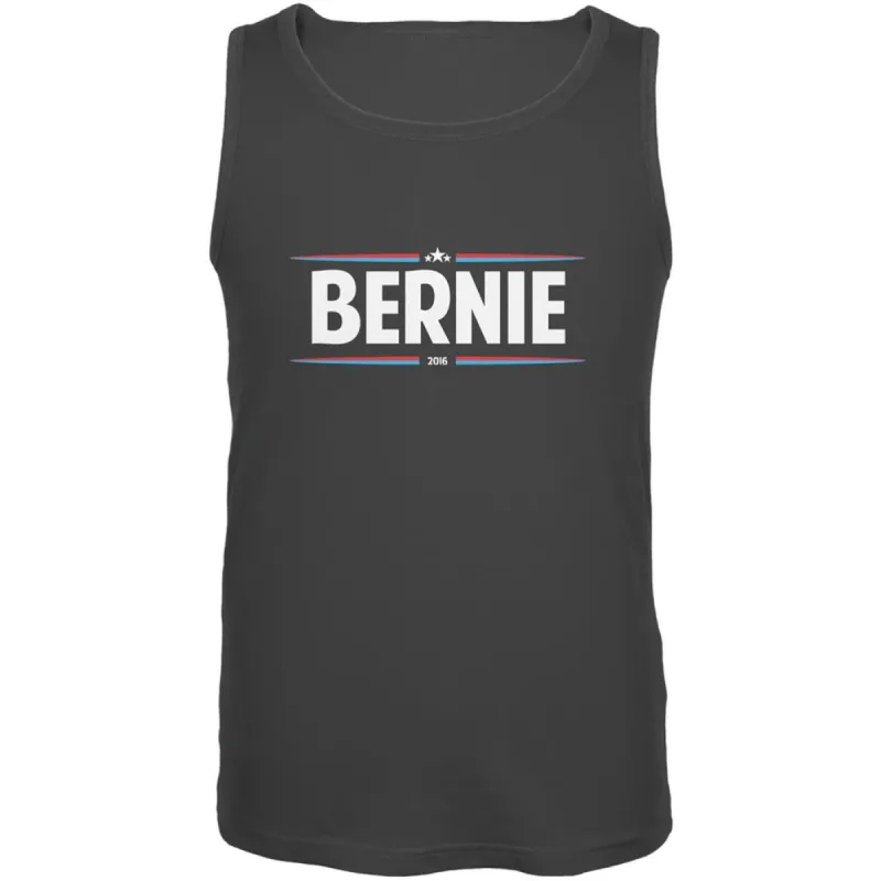 Election 2020 - Bernie Thin Stripes Charcoal Grey Adult Tank Top sold by Old Glory