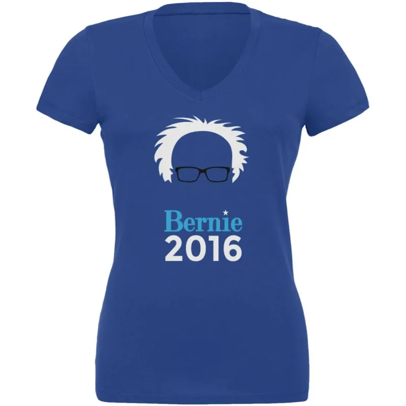 Election 2020 Bernie Sanders Hair Minimalist Royal Juniors V-Neck T-Shirt sold by Old Glory