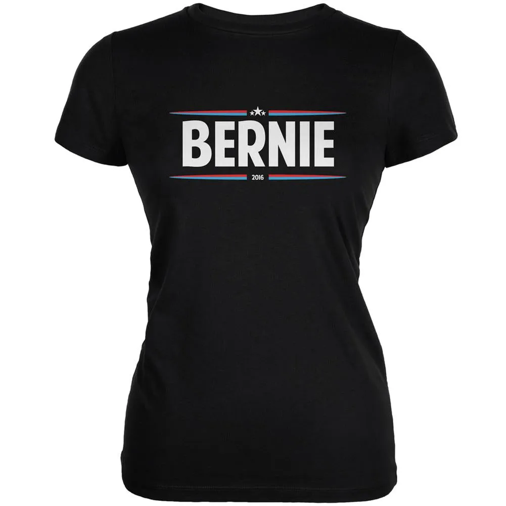 Election 2020 - Bernie Thin Stripes Black Juniors Soft T-Shirt sold by Old Glory