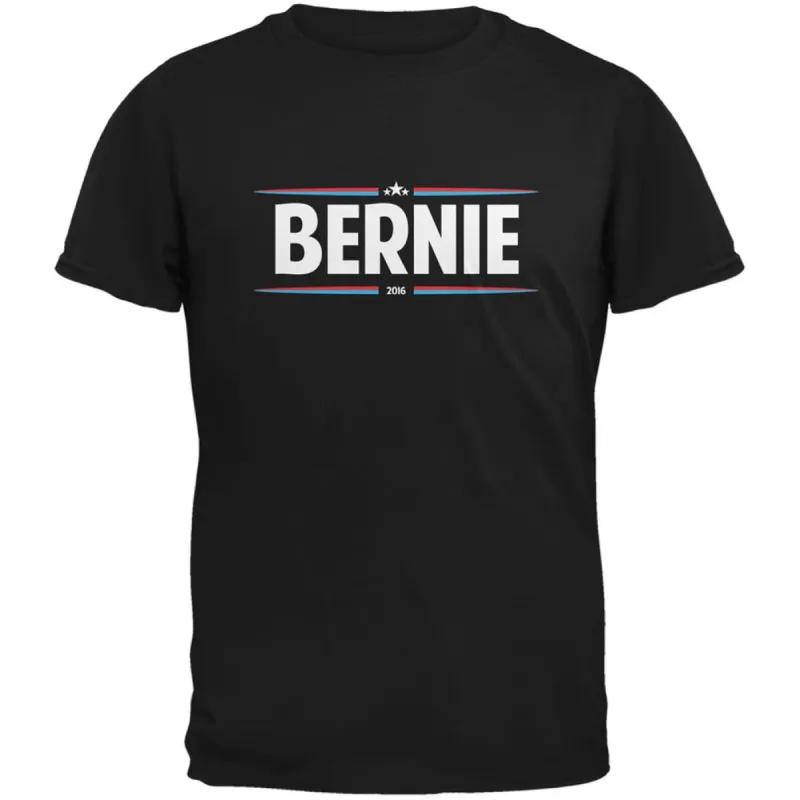 Election 2020 - Bernie Thin Stripes Black Adult T-Shirt sold by Old Glory