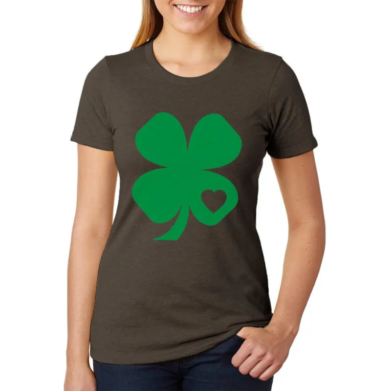 St. Patricks Day Shamrock Heart Juniors Soft Heather T Shirt sold by Old Glory