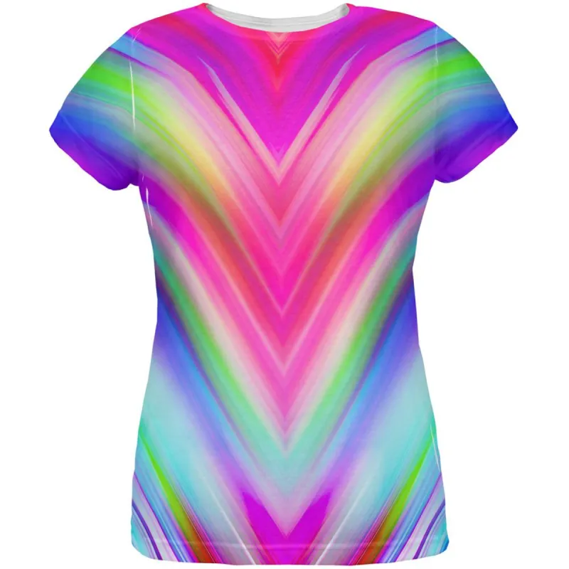 Mirrored Light Beams Pastel Rainbow All Over Womens T Shirt sold by Old Glory