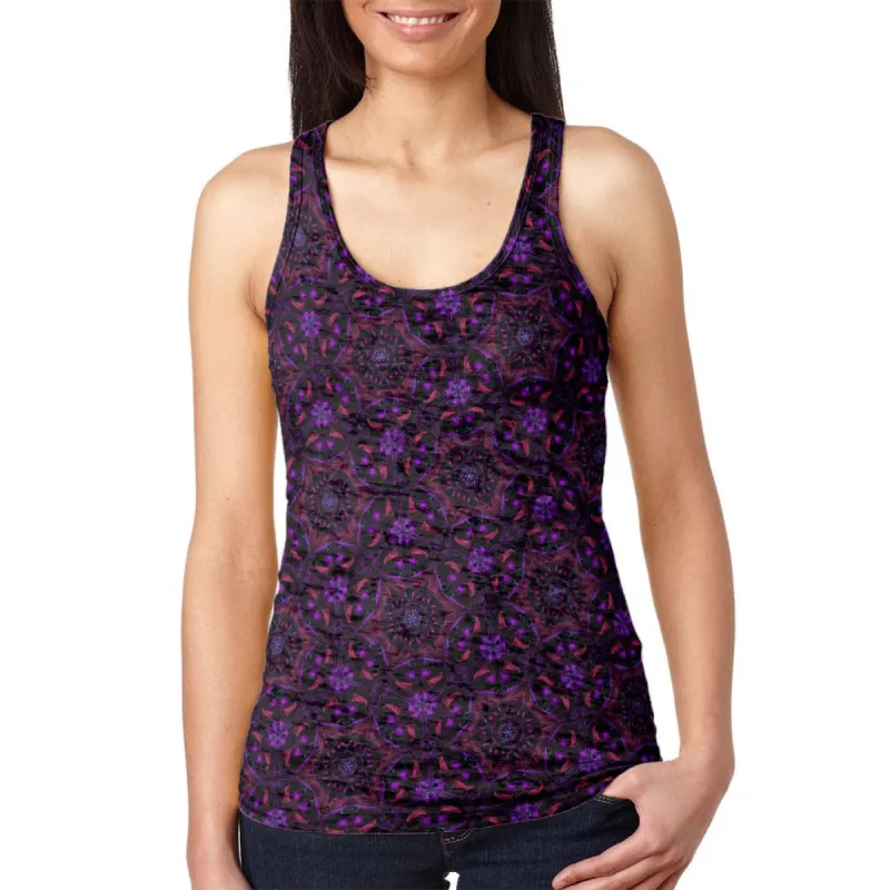 EDM Yogi Trippy Purple Mandala Juniors Burnout Racerback Tank Top sold by Old Glory