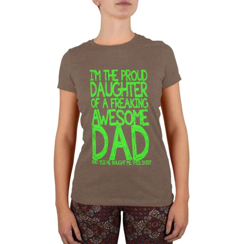 Daughter Awesome Dad Funny Heather Brown Juniors Soft T-Shirt sold by Old Glory