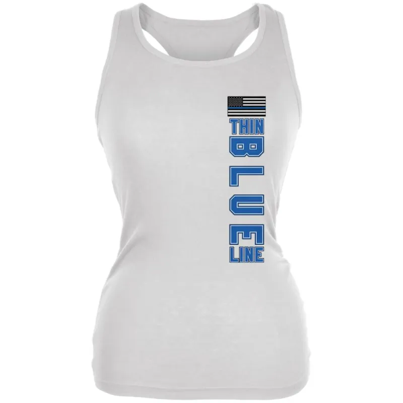 Blue Lives Matter Thin Blue Line American Flag Juniors Soft Tank Top sold by Old Glory