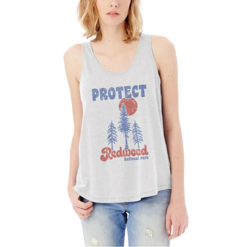 National Park Retro 70s Landscape Protect Redwood Womens Vintage Tank Top sold by Old Glory