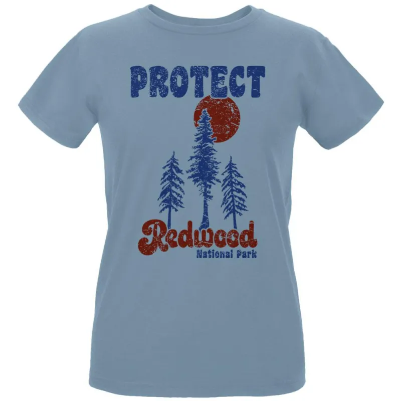 National Park Retro 70s Landscape Protect Redwood Womens Organic T Shirt sold by Old Glory