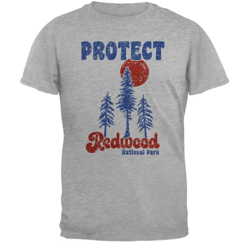 National Park Retro 70s Landscape Protect Redwood Mens Soft T Shirt sold by Old Glory