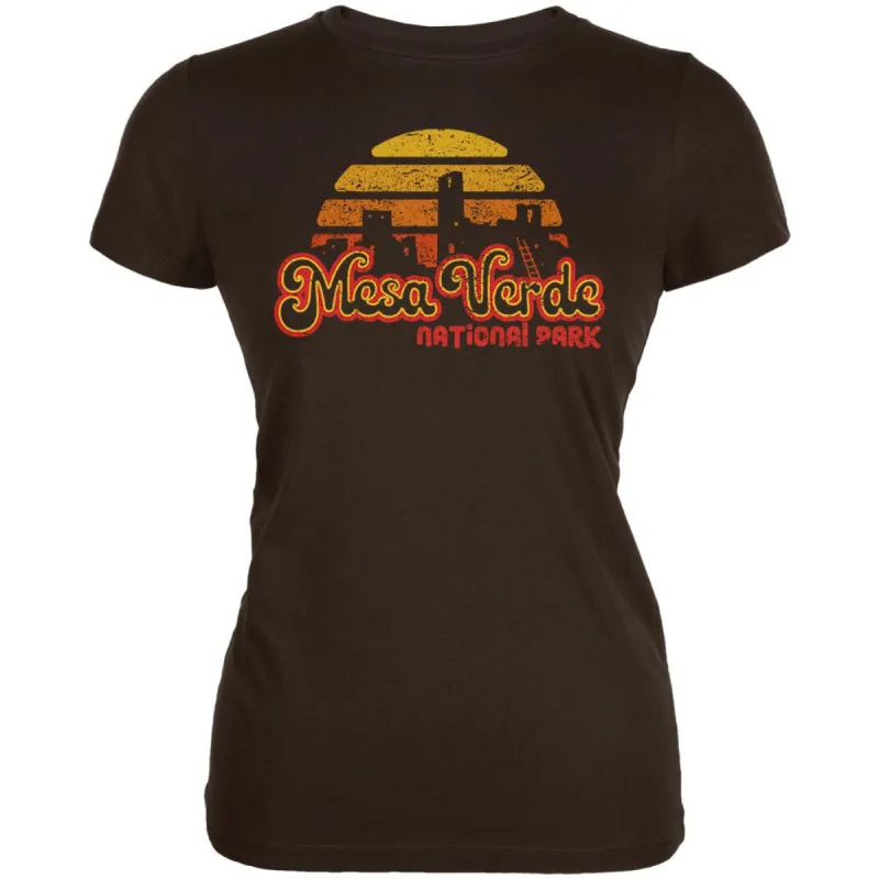 National Park Retro 70s Sunset Mesa Verde Juniors Soft T Shirt sold by Old Glory