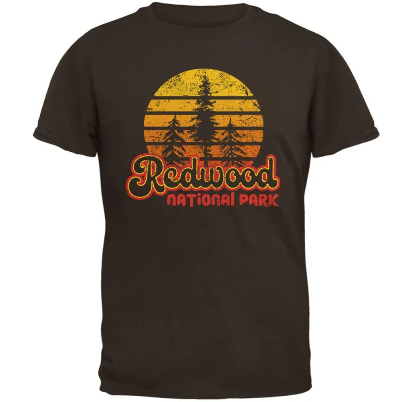 National Park Retro 70s Sunset Redwood Mens T Shirt sold by Old Glory