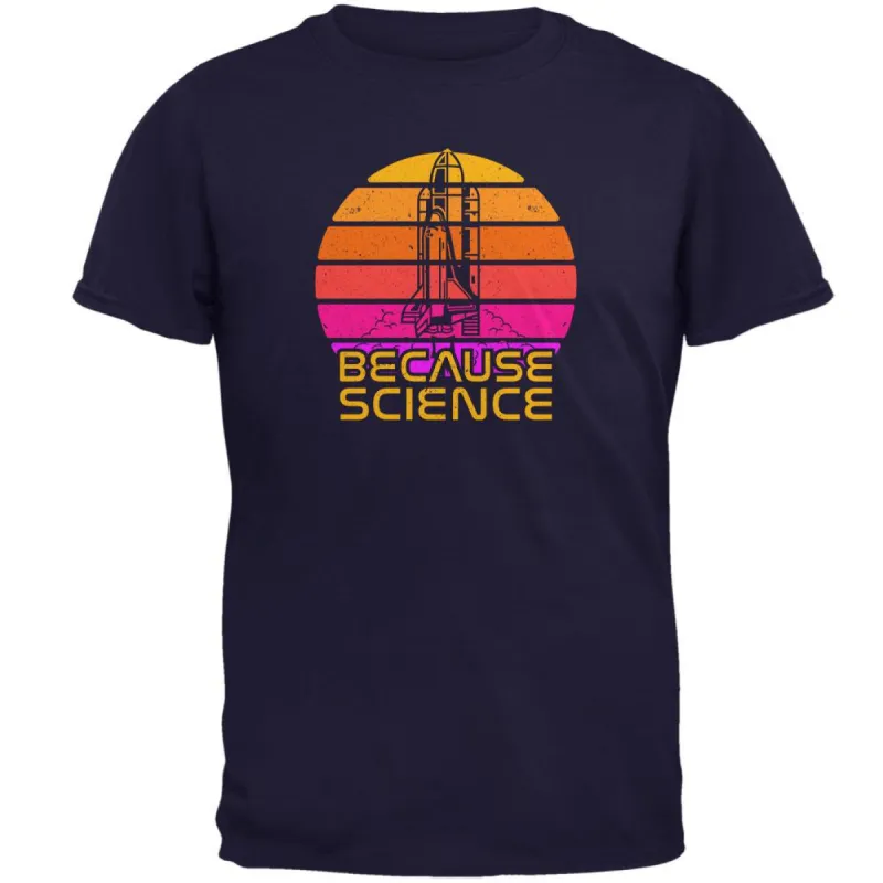 Because Science Space Rocket Retro Sunrise Sun 80s Mens T Shirt sold by Old Glory