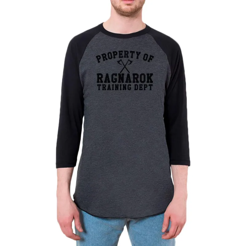 Viking Property of Ragnarok Training Department Mens Raglan T Shirt sold by Old Glory