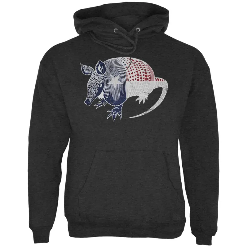 Armadillo Texas State Flag Distressed Silhouette Mens Hoodie sold by Old Glory