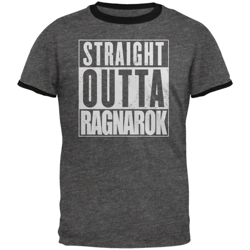 Straight Outta Ragnarok Viking Mens Ringer T Shirt sold by Old Glory