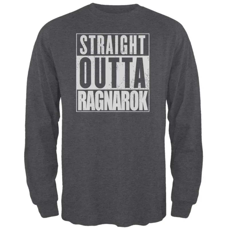 Straight Outta Ragnarok Viking Mens Long Sleeve T Shirt sold by Old Glory