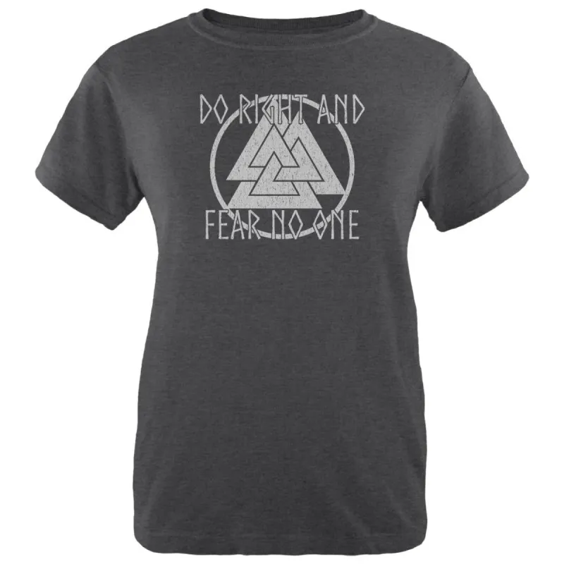 Do Right Fear No One Valknut Viking Odin Womens Soft Heather T Shirt sold by Old Glory
