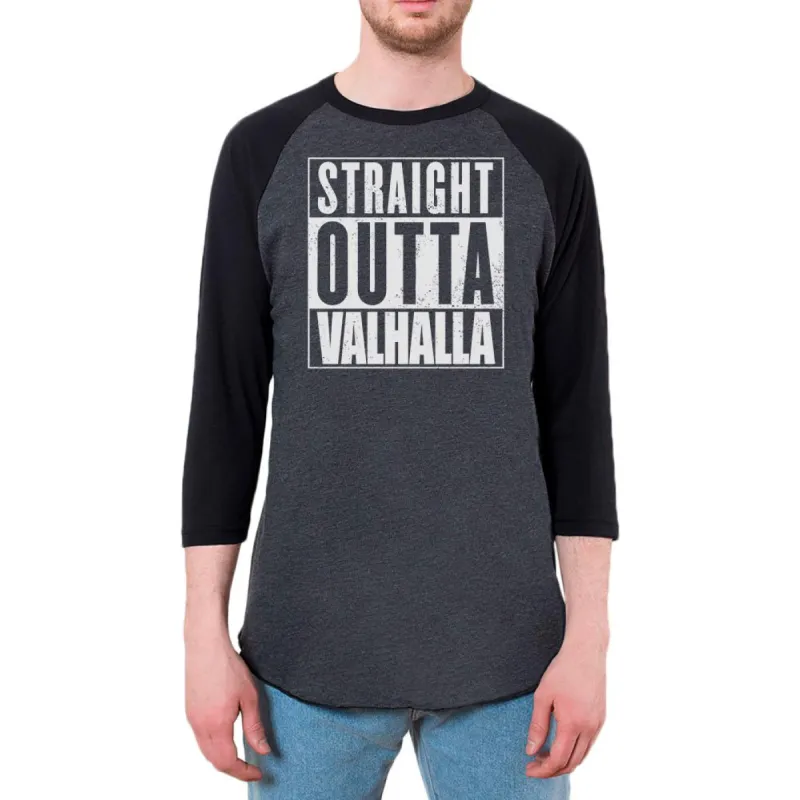 Straight Outta Valhalla Viking Valkyrie Mens Raglan T Shirt sold by Old Glory