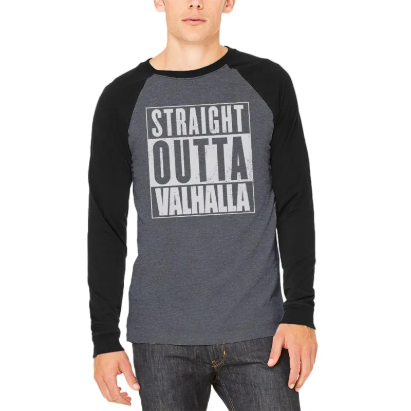 Straight Outta Valhalla Viking Valkyrie Adult Long Sleeve Raglan T-Shirt sold by Old Glory