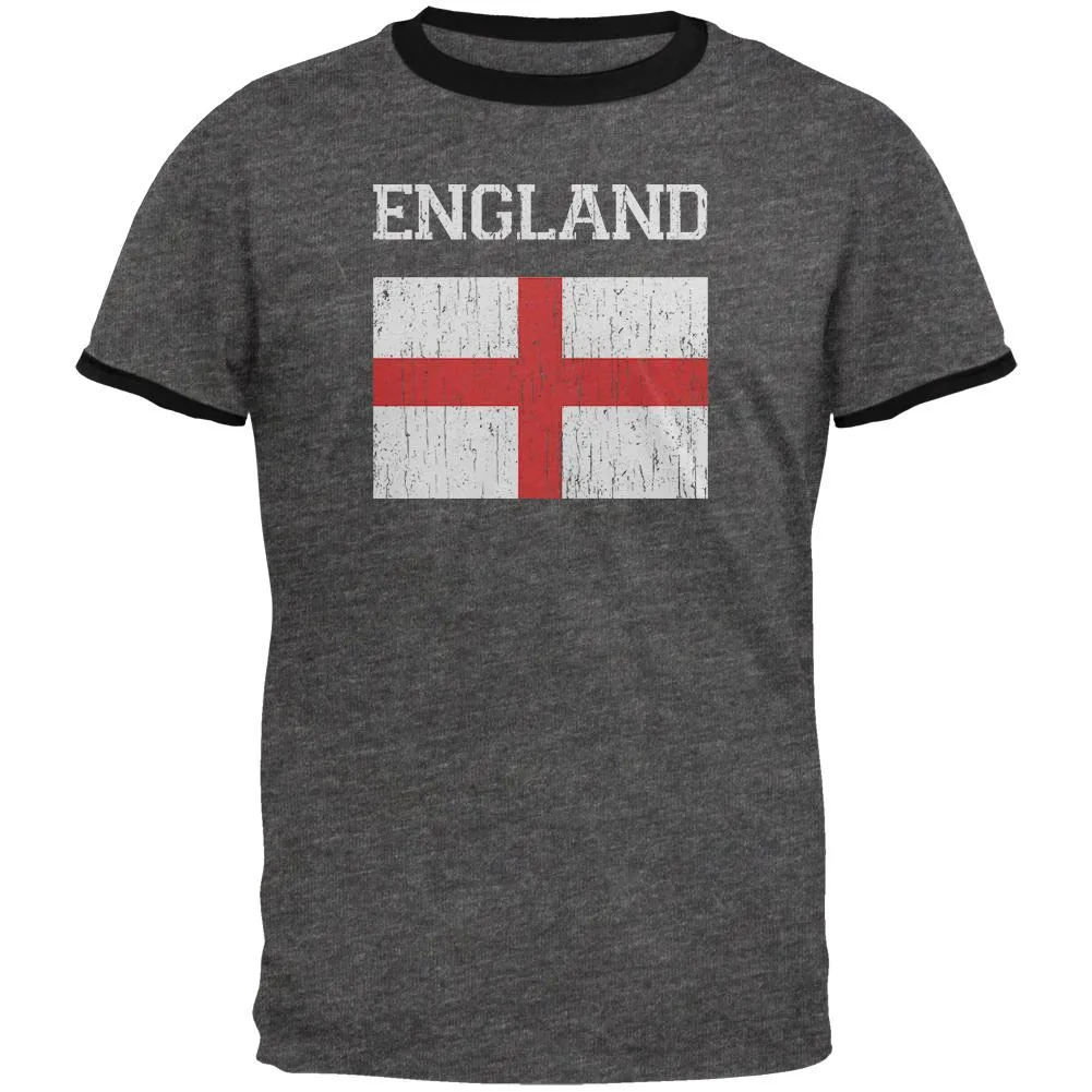 World Cup Distressed Flag England Mens Ringer T Shirt sold by Old Glory
