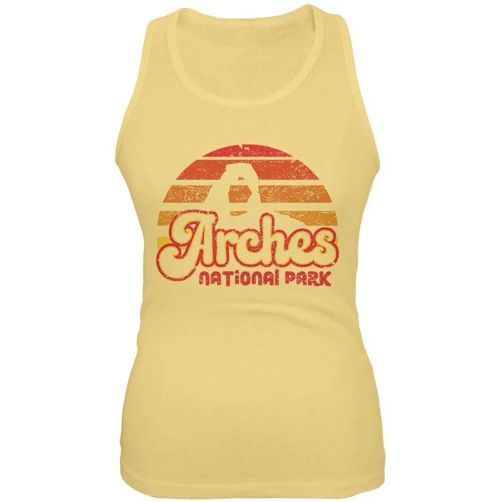 National Park Retro 70s Sunset Arches Juniors Soft Tank Top sold by Old Glory