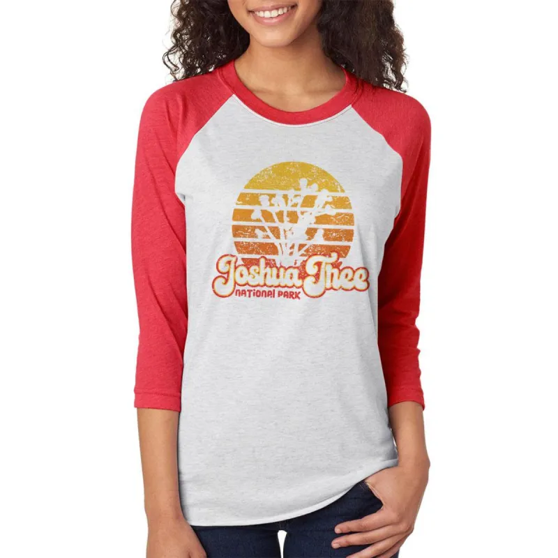 National Park Retro 70s Sunset Joshua Tree Unisex Raglan T Shirt sold by Old Glory