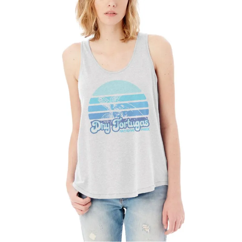 National Park Retro 70s Sunset Dry Tortugas Womens Vintage Jersey Tank Top sold by Old Glory