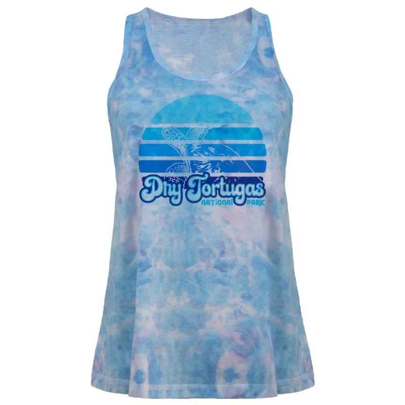National Park Retro 70s Sunset Dry Tortugas Juniors Tie Dye Tank Top sold by Old Glory