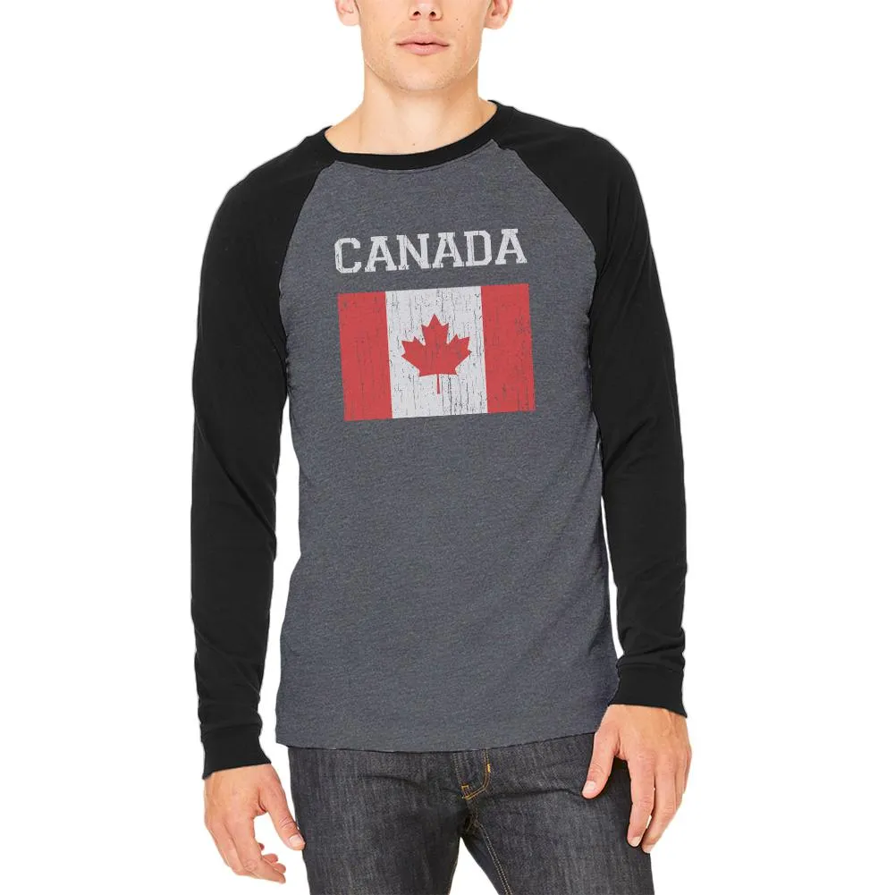 World Cup Distressed Flag Canada Adult Long Sleeve Raglan T-Shirt sold by Old Glory