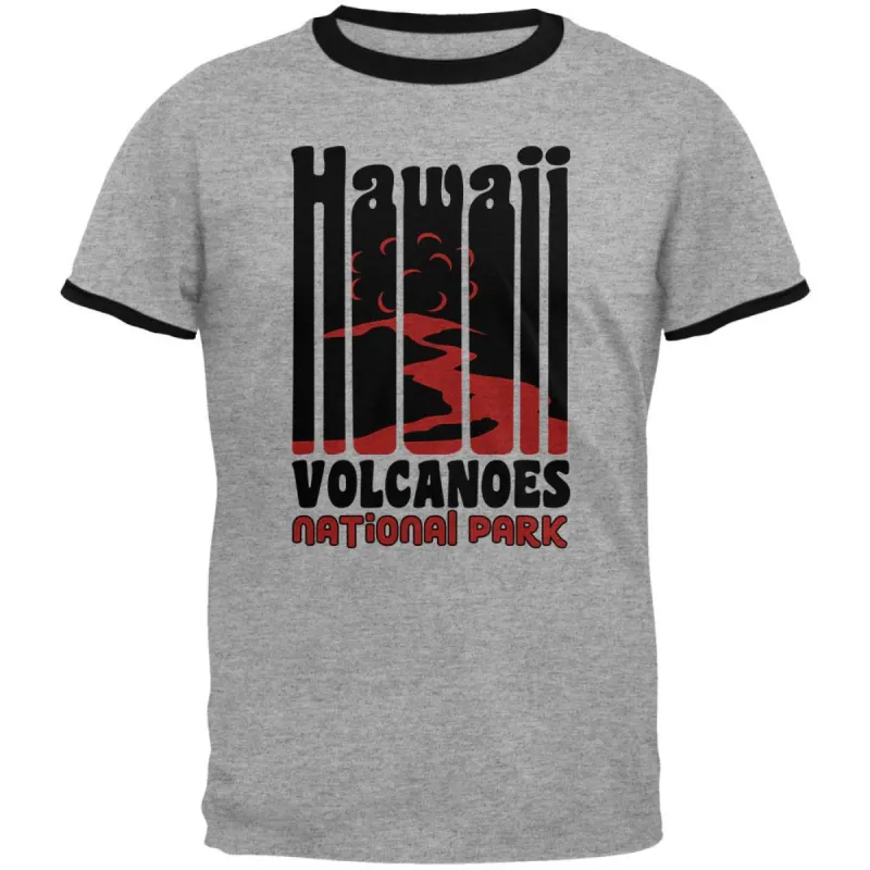 National Park Retro 70s Color Bars Hawaii Volcanoes Mens Ringer T Shirt sold by Old Glory