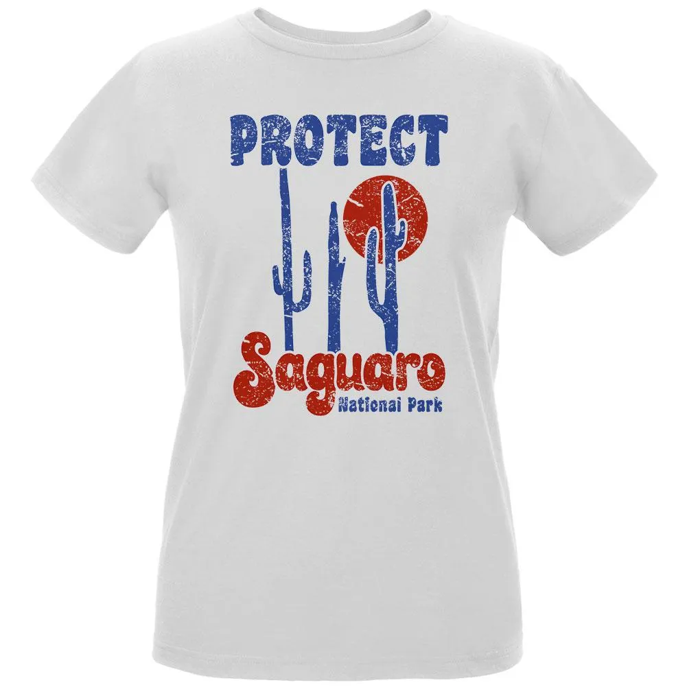 National Park Retro 70s Landscape Protect Saguaro Womens Organic T Shirt sold by Old Glory product image thumbnail 2