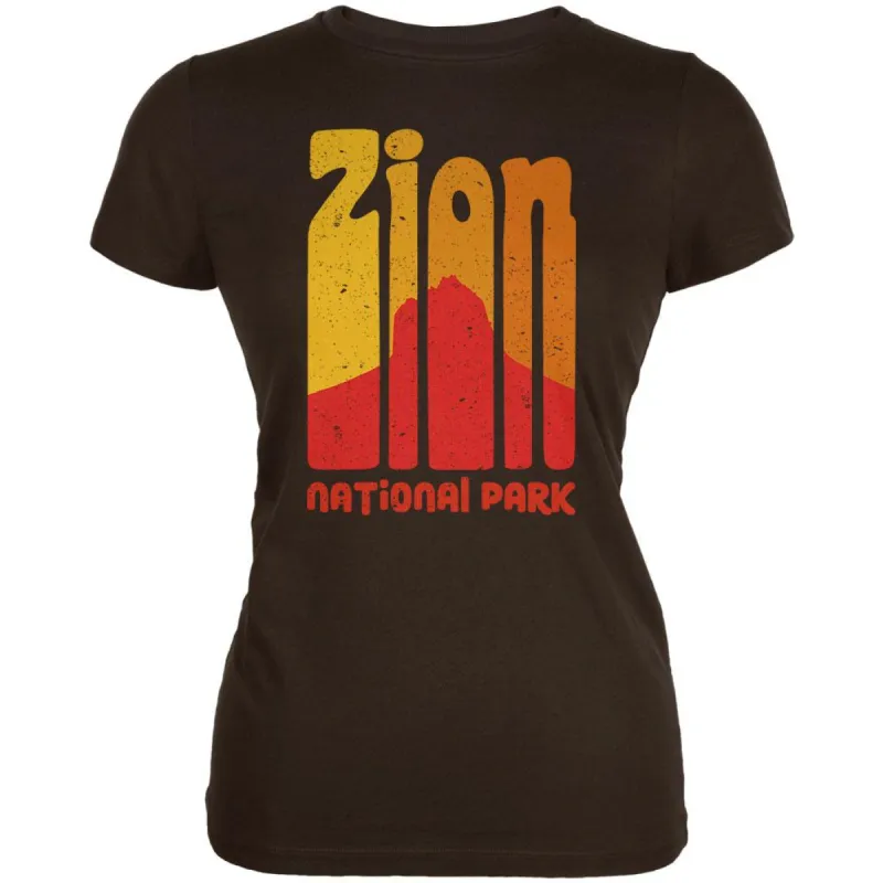 National Park Retro 70s Color Bars Zion Juniors Soft T Shirt sold by Old Glory