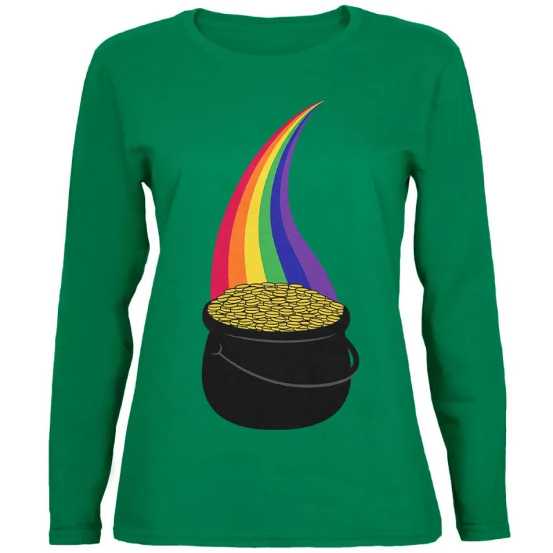 Halloween Pot of Gold Rainbow Costume Womens Long Sleeve T Shirt sold by Old Glory