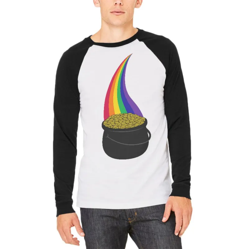 Halloween Pot of Gold Rainbow Costume Mens Long Sleeve Raglan T Shirt sold by Old Glory