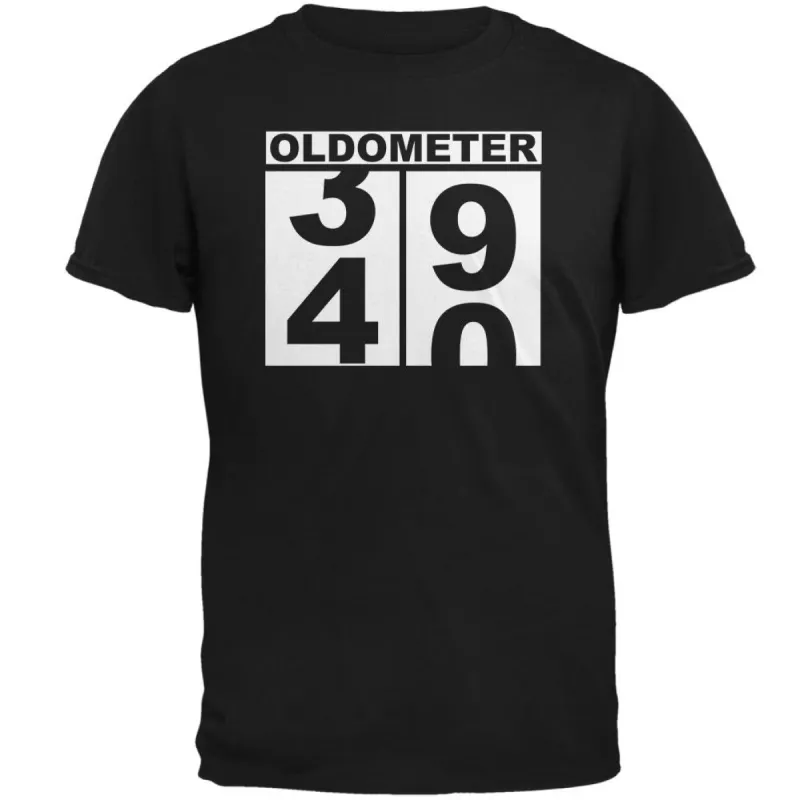 Milestone Birthday Oldometer Odometer Turning 40 Mens Soft T Shirt sold by Old Glory