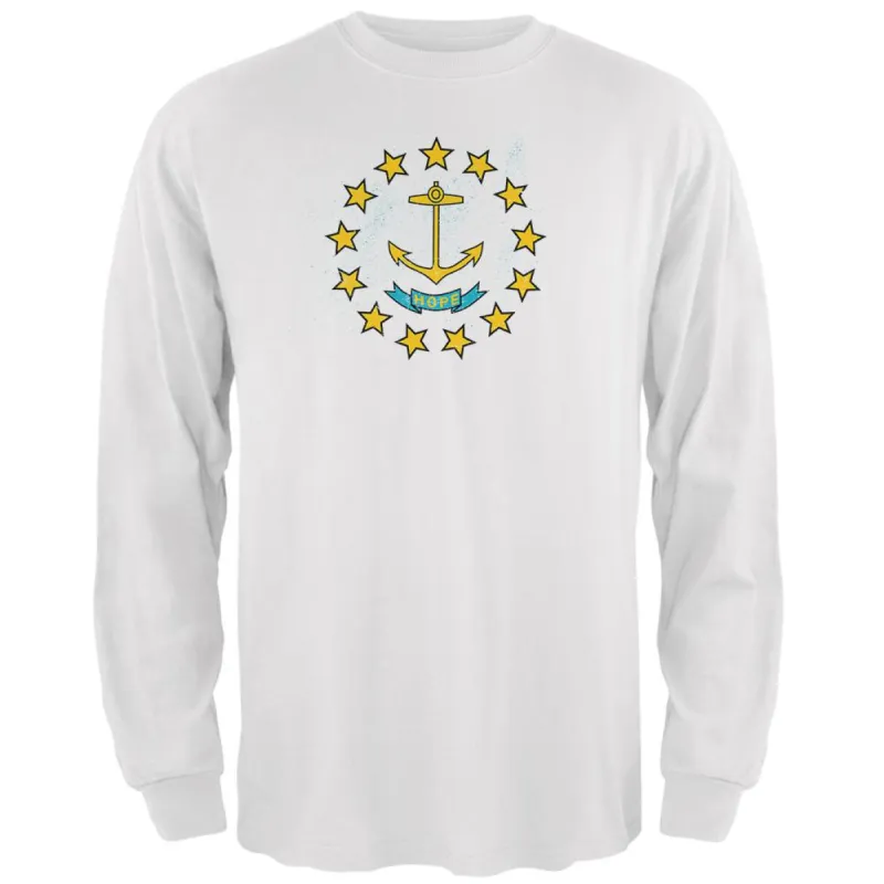 Born and Raised Rhode Island State Flag Mens Long Sleeve T Shirt sold by Old Glory