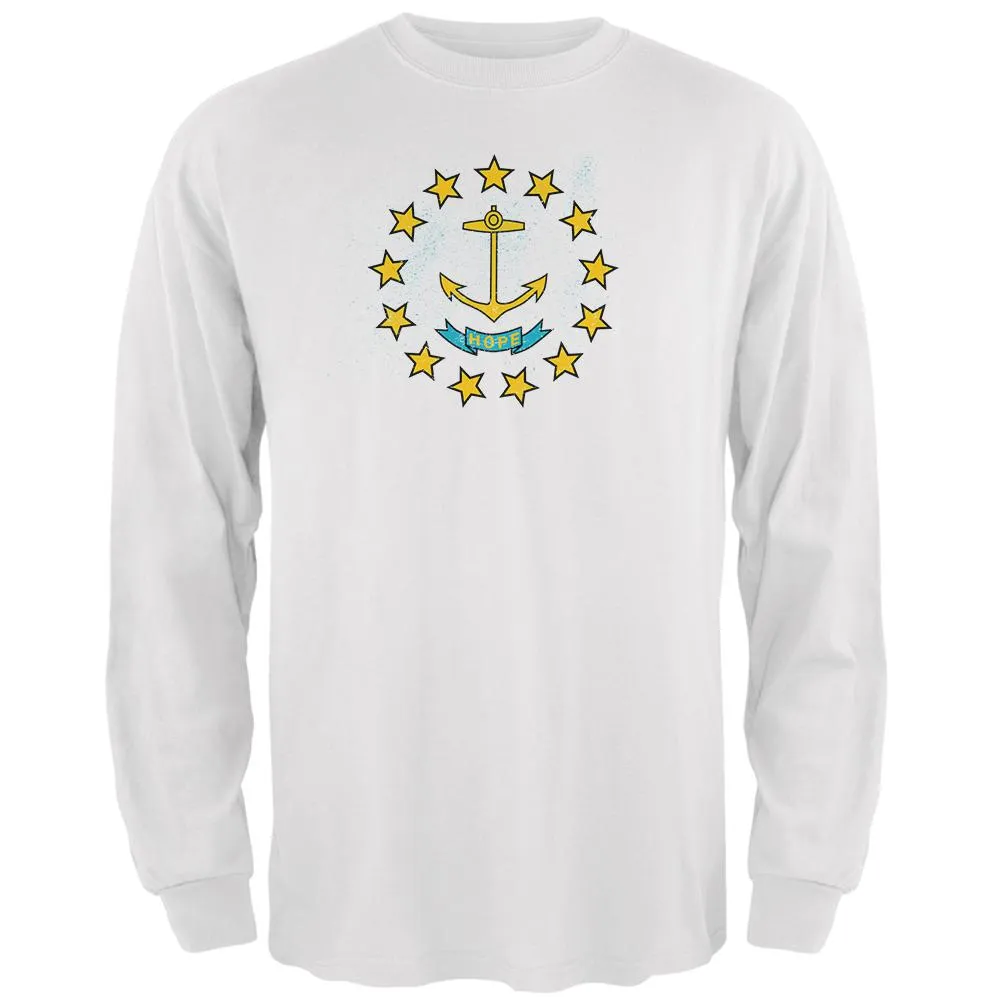 Born and Raised Rhode Island State Flag Mens Long Sleeve T Shirt sold by Old Glory