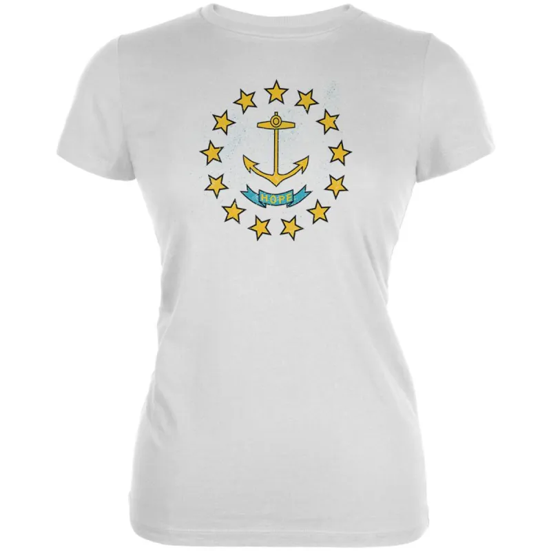 Born and Raised Rhode Island State Flag Juniors Soft T Shirt sold by Old Glory