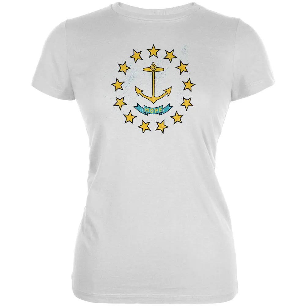 Born and Raised Rhode Island State Flag Juniors Soft T Shirt sold by Old Glory