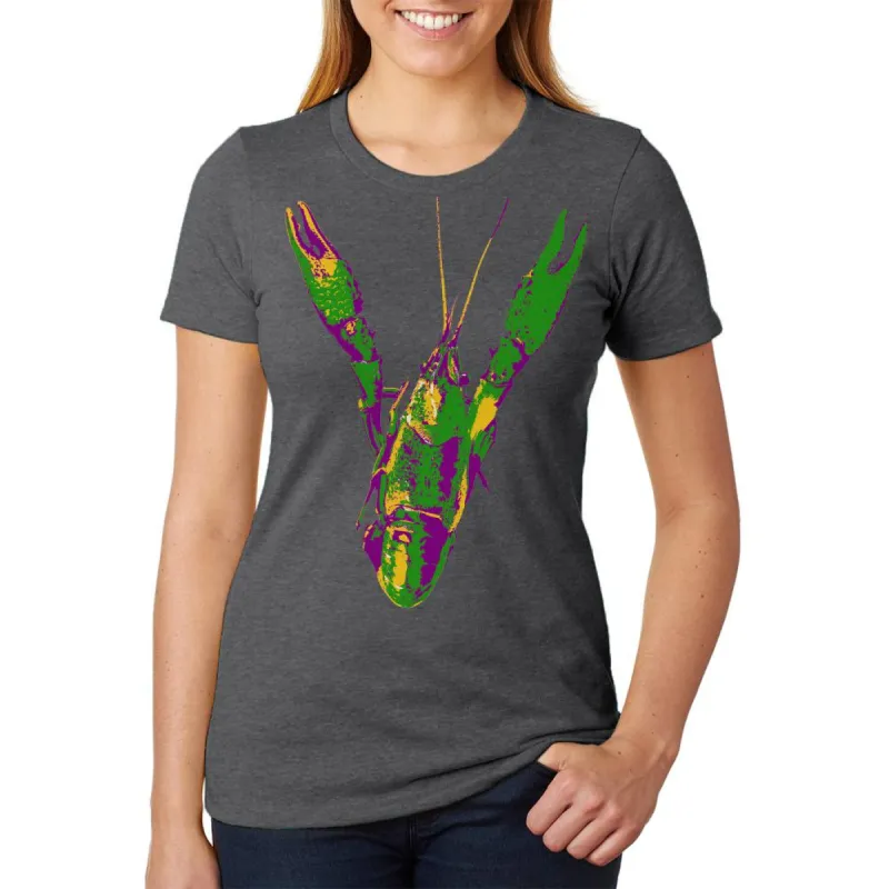 Mardi Gras Crawfish Womens Soft Heather T Shirt sold by Old Glory