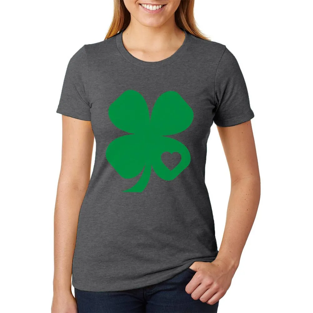 St. Patricks Day Shamrock Heart Womens Soft Heather T Shirt sold by Old Glory