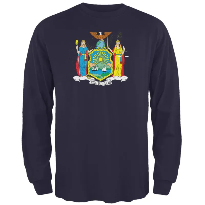 Born and Raised New York State Flag Mens Long Sleeve T Shirt sold by Old Glory
