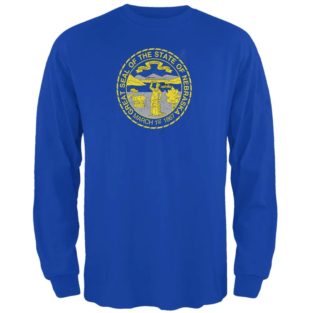 Born and Raised Nebraska State Flag Mens Long Sleeve T Shirt sold by Old Glory
