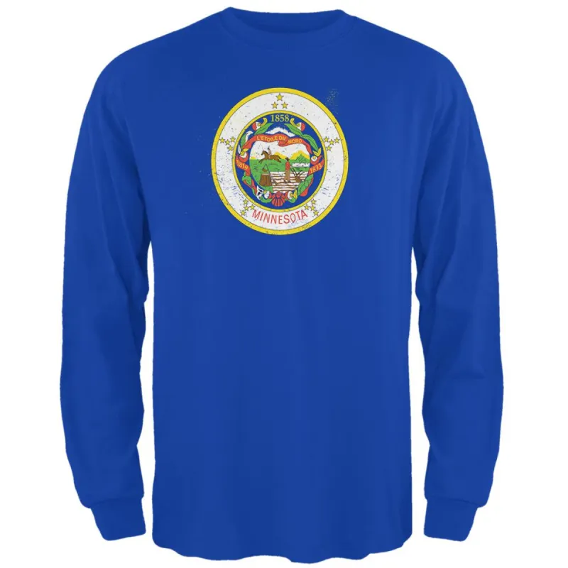 Born and Raised Minnesota State Flag Mens Long Sleeve T Shirt sold by Old Glory