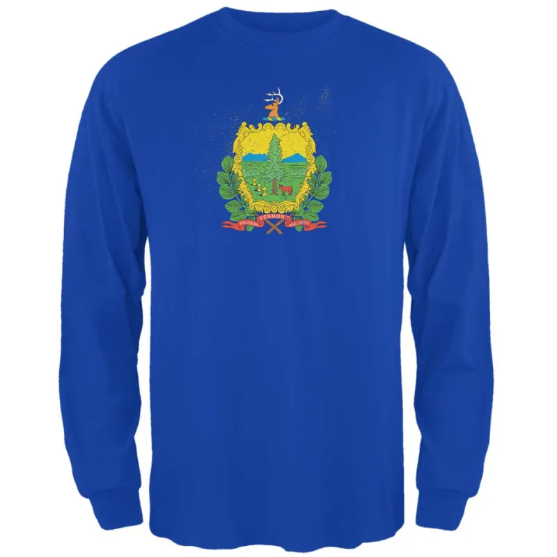 Born and Raised Vermont State Flag Mens Long Sleeve T Shirt sold by Old Glory