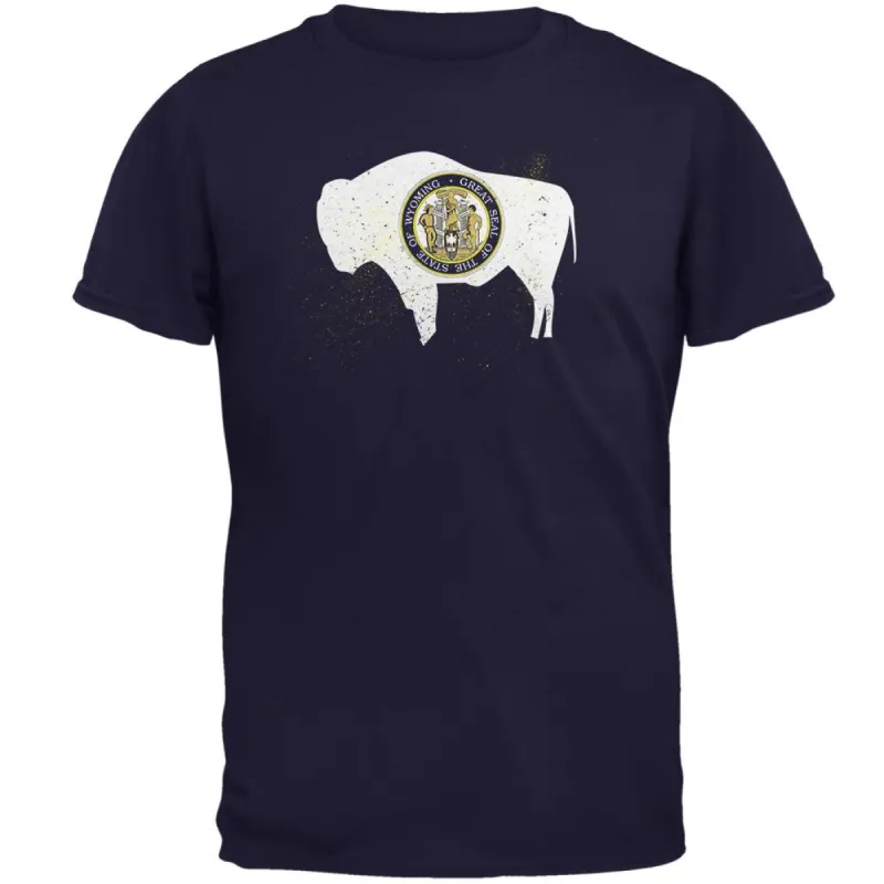 Born and Raised Wyoming State Flag Mens T Shirt sold by Old Glory