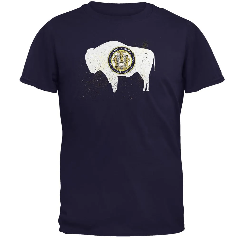 Born and Raised Wyoming State Flag Mens T Shirt sold by Old Glory