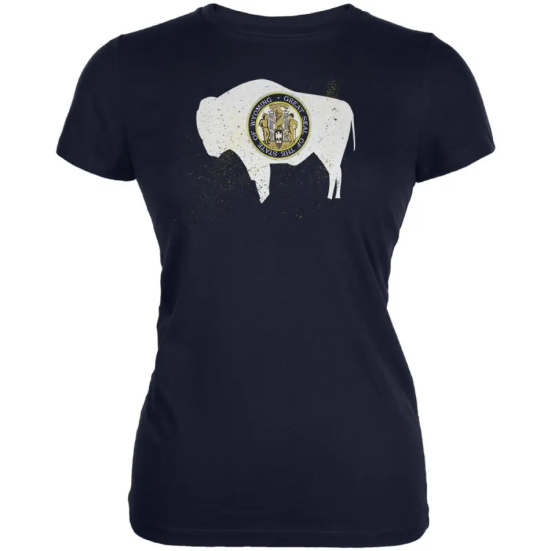 Born and Raised Wyoming State Flag Juniors Soft T Shirt sold by Old Glory
