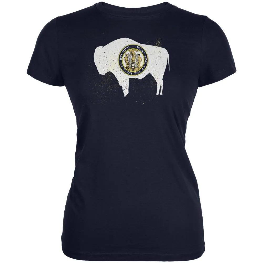 Born and Raised Wyoming State Flag Juniors Soft T Shirt sold by Old Glory
