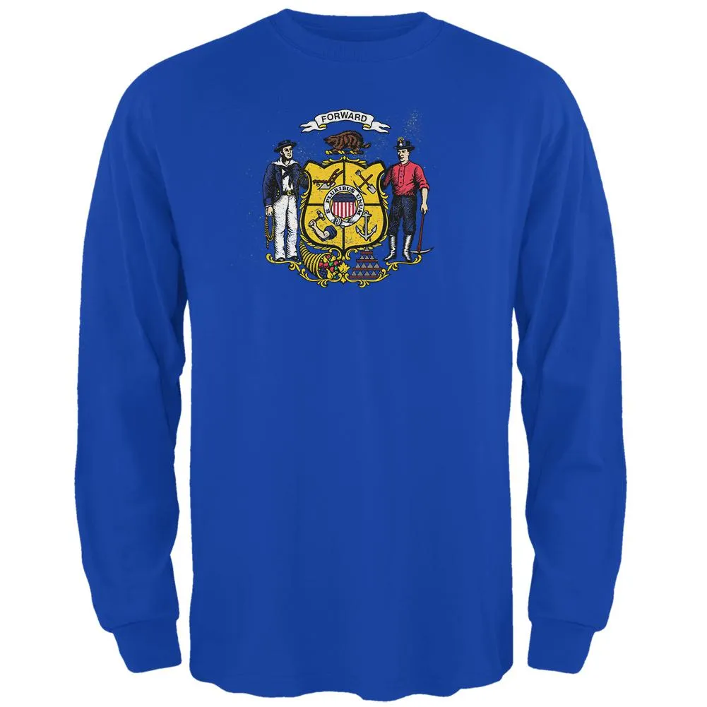 Born and Raised Wisconsin State Flag Mens Long Sleeve T Shirt sold by Old Glory