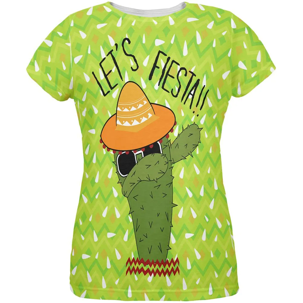 Cinco de Mayo Dabbing Cactus Let's Fiesta Party All Over Womens T Shirt sold by Old Glory